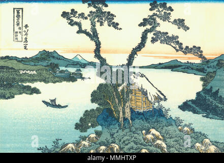 . Teil der Serie 36 Blick auf Mount Fuji, Nr. 44, 8. zusätzliche Holzschnitt. Japanisch:??????? - Shinsh? Suwa-ko See Suwa in Shinano Provinz. um 1830. Hokusai 44 See - suwa Stockfoto