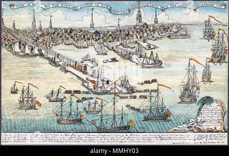 . Ein Blick auf die Stadt Boston in New England und britische Kriegsschiffe Landung ihre Truppen, 1768. 15 November 2010, 03:40 (UTC). 93 Boston 1768 bearbeiten Stockfoto