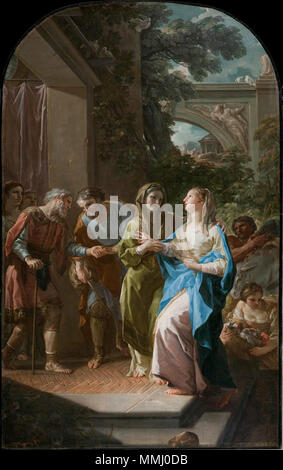 . Die Visitation. 1765. Corrado Giaquinto (1703-1766), italienischer Maler Beschreibung Datum der Geburt / Tod 18. Februar 1703 18. April 1766 Ort der Geburt / Todes Molfetta (Apulien) Neapel Lage arbeiten, Rom, Turin, Madrid Authority control: Q 740934 VIAF: 79414196 ISNI: 0000 0001 1678 8064 ULAN: 500021302 LCCN: n 85265498 WGA: Corrado Giaquinto, WorldCat 1968 1576 IN 1. Stockfoto