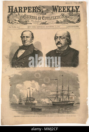 . Englisch: File name: 10 09 000184 Titel: Flag-Officer Stringham Creator/Contributor: Homer, Winslow, 1836-1910 (Künstler) Ausgabedatum: 1861-09-14, Physische Beschreibung drucken: 1: holzstich Genre: Holzstiche; periodische Illustrationen Hinweise: Erschienen in: Harper's Weekly, Band V, Nr. 246, 14. September 1861, S. 577.; von Brady fotografiert. Sammlung: Winslow Homer Sammlung Ort: Boston Public Library, Drucken Abteilung Rechte: Keine bekannten Einschränkungen Flickr Daten auf 2011-08-11: Kamera: Sinar AG Sinarback 54 FW, Sinar m Tags: Winslow Homer, Benjamin butler User: Boston Public Librar Stockfoto