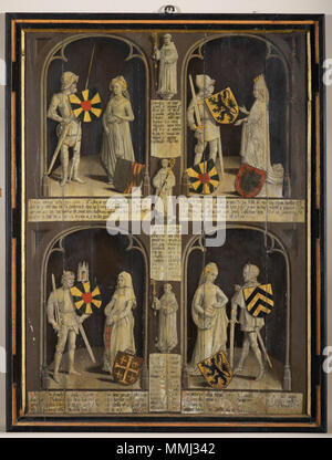 . Teil einer Reihe von 17 Gemälden der Grafen von Flandern und Äbte von zehn Duinen Äbte und Grafen, Panel VI. 1480. Graven van Vlaanderen en abten van Ter Duinenabdij - 6. Stockfoto