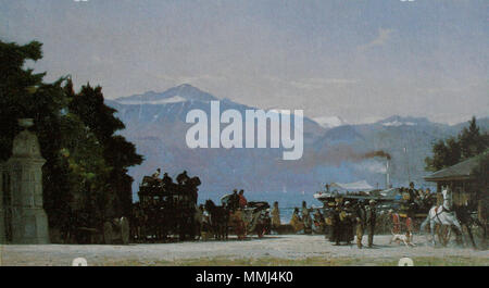 . In Ouchy 1874, Illustr. von François Bocion, 1874, 34x61 cm, Kantonale Musée des Beaux-Arts, Lausanne. 1874. Bocion in Ouchy 1874 Stockfoto