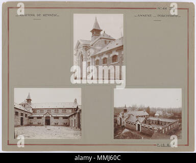 . Français: Anhang de l'Abattoir municipal de Rennes: planche d'Emmanuel Le Ray, architecte Municipal de Rennes, Composée de 3 photographies Noir et Blanc de Fassaden extérieures et Binnen (22,5 x 16,5 cm). Archives Municipales de Rennes, 10 FI 46. Français: Anhang de l'Abattoir Municipal (porcheries), Rennes. 1926. Emmanuel Le Ray (1859 - 1936) Beschreibung der französische Architekt Geburtsdatum / Tod 17. November 1859 28. November 1936 Ort der Geburt / Todes Rennes Rennes Authority control: Q 3052762 VIAF:?:? ISNI 73530168 0000 0001 1833 471 X ULAN:?? Kein LCCN: 500088079 2002099282 SUDOC: Stockfoto