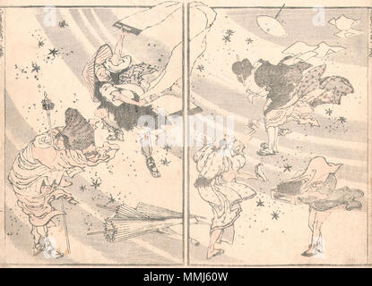 . Englisch: Hokusai-Manga 5 Windstoß. 1820. Katsushika Hokusai (????) (1760 - 1849) Windstoß. Manga. Stockfoto