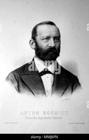 . English: Anton Schmidt (1826-1892), österreichischer Industrieller und Politiker. Abgeordneter zum Reichstag für Mähren. Lithographie von Adolf Dauthage, Ca. 1880. ca. 1880. Adolf Dauthage (1825-1883) Anton Schmidt Litho Stockfoto