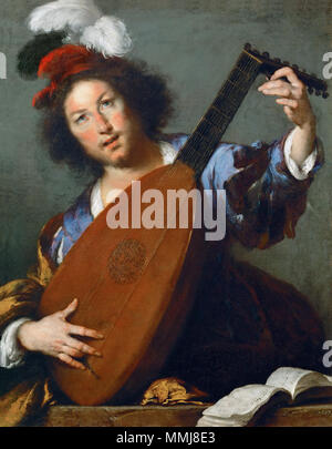 Lute Player. zwischen 1630 und 1635. Bernardo Strozzi - Lautenspieler - WGA 21926 Stockfoto