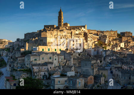 Blick über die Stadt von der Convento di Sant'Agostino, Sassi di Matera, Kulturhauptstadt 2019, Matera, Basilikata, Italien Stockfoto