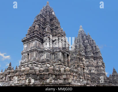 Brahma und Shiva Tempel Prambanan komplex Central Java Indonesien Stockfoto