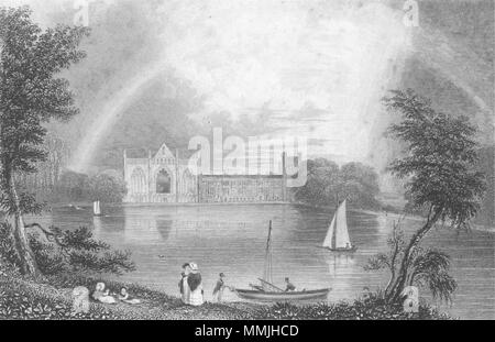 NOTTS. Newstead Abbey. Fullarton See Boote - Finden 1850 alten, antiken Drucken Stockfoto