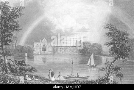 NOTTS. Newstead Abbey. Fullarton See Boote - Finden 1850 alten, antiken Drucken Stockfoto