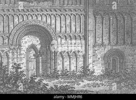 NORFOLK. Castle Acre Priory. Kings Lynn Regis 1812 alte antike Bild drucken Stockfoto