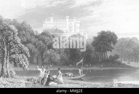 LEICS. Schloss Belvoir, Leicestershire. DUGDALE Boot 1840 alten, antiken Drucken Stockfoto