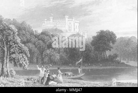 LEICS. Schloss Belvoir, Leicestershire. DUGDALE Boot 1840 alten, antiken Drucken Stockfoto