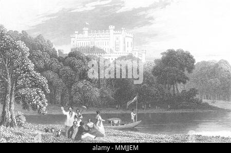 LEICS. Schloss Belvoir, Leicestershire. DUGDALE c 1840 alte antike Bild drucken Stockfoto