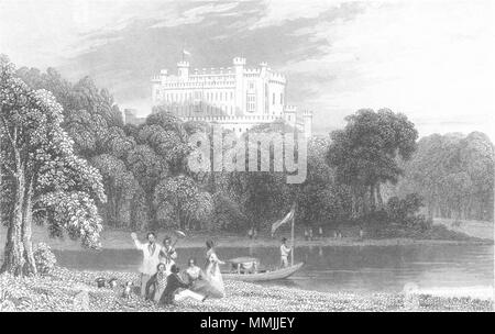 LEICS. Schloss Belvoir, Leicestershire. DUGDALE Boot 1840 alten, antiken Drucken Stockfoto