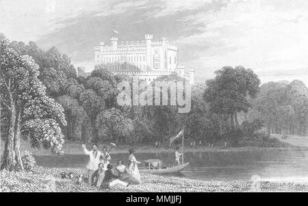 LEICS. Schloss Belvoir, Leicestershire. DUGDALE c 1840 alte antike Bild drucken Stockfoto