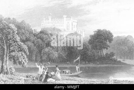 LEICS. Schloss Belvoir, Leicestershire. DUGDALE c 1840 alte antike Bild drucken Stockfoto