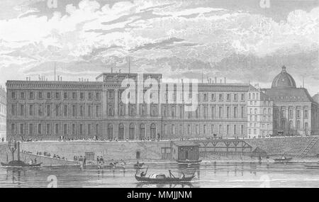 PARIS. Hotel des Monnaies". Frankreich. Pugin Fluss Boote 1828 alten, antiken Drucken Stockfoto