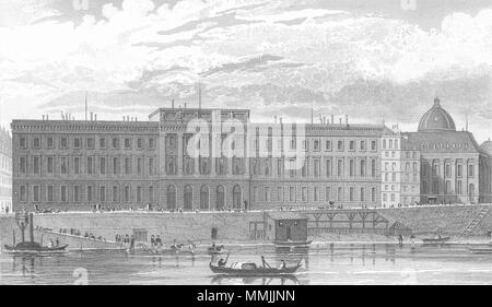 PARIS. Hotel des Monnaies". Frankreich. Pugin Fluss Boote 1834 alten, antiken Drucken Stockfoto