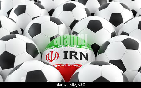 Fußball in Irans nationalen Farben. 3D-Rendering Stockfoto