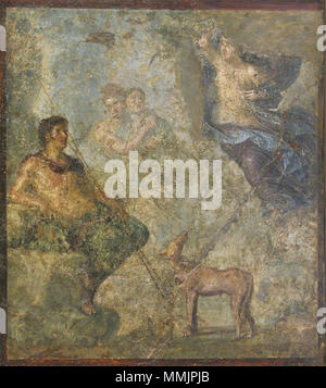 Italiano: Museo Archeologico Nazionale di Napoli (Inv. nr. 9240). Da Pompeji, Casa dei Dioscuri - Endimione, re dell'Elide, contempla l'amata Selene che scende Verso di Lui coperta con un Manto scuro. Englisch: Endymion und Selene. Vor dem 79. Endimione e Selene Stockfoto