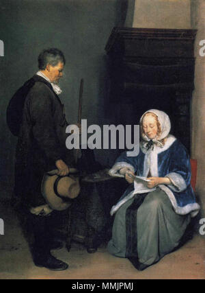 Eine Dame lesen einen Brief. ca. 1660. Gerard Ter Borch - eine Dame lesen einen Brief Stockfoto