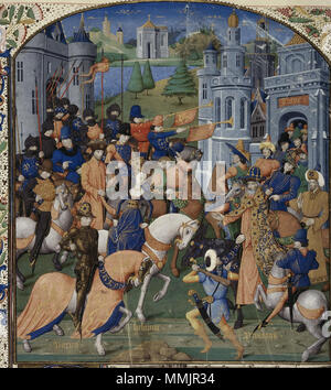 Harley 4376 f 90 (min.) Bouquechardière BL-Harley 4376 F. 90 Pâris verheiratet werden soll et Hélène devant Priam Stockfoto