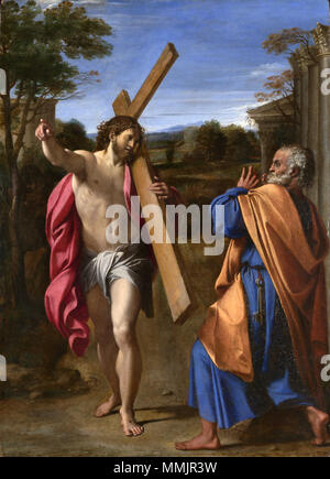 Christus erscheint dem hl. Petrus an der Via Appia Domine Quo vadis?. 1602. Annibale Carracci Domine, quo vadis? Stockfoto