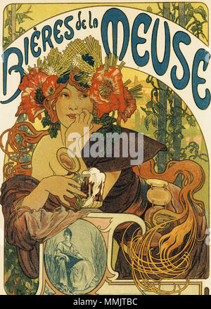 . Englisch: Alphonse Mucha - Bières de la Meuse. 2012. Alphonse Mucha (1860 - 1939) Alternative Namen Alfons Maria Mucha Beschreibung Czech-Austro - Ungarische Poster Artist, Lithograph, Fotograf, Grafiker, Maler und Briefmarke designer Tschechoslowakischen Photograph, Maler, Illustrator und Patriot. Neben seiner künstlerischen Produktion war er ein Fürsprecher für die Vereinheitlichung des Czekoslovakia, für die er die ersten Banknoten im Jahr 1918 konzipiert. Das Datum der Geburt / Tod 24. Juli 1860 14. Juli 1939 Ort der Geburt / Todes Ivan?ice, Österreich-ungarn Prag, Tschechoslowakei, Arbeit Lage Stockfoto