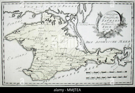 . English: Spezial Karte von dem Königreiche Taurien oder der Halbinsel Krim. Nro. 61. Kolorierter Kupferstich. 1791. Franz Johann Joseph von Reilly (1766-1820) Alternative Namen Reilly, Franz Johann Joseph von Beschreibung österreichischer Verleger und Schriftsteller Geburtsdatum / Tod 18. August 1766 vom 6. Juli 1820 Ort der Geburt / Tod Wien Wien Zeitraum 1790 - 1800 Standort Wien Behörde: Q 113944 VIAF:?: 102371035 ISNI? 0000 0001 1839 240 X LCCN: 88624007 GND:?N??: 158784243 118748017 SUDOC WorldCat Karte der Krim im Jahre 1791 von Reilly 061 Stockfoto