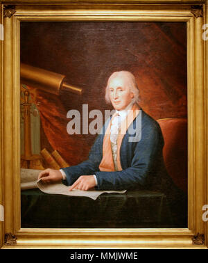 . Englisch: David Rittenhouse war ein bekannter amerikanischer Astronom, Mathematiker, Erfinder, Landvermesser, wissenschaftliche Instrument Handwerker und Beamte. Portrait von David Rittenhouse (1732-1796). 1796. David Rittenhouse von Charles Willson Peale Stockfoto