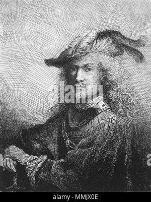 Englisch: Selbstporträt, bekannt als der junge Krieger Français: Autoportrait, dit le Jeune Guerrier. 1645. Ferdinand Bol-Autoportrait Stockfoto