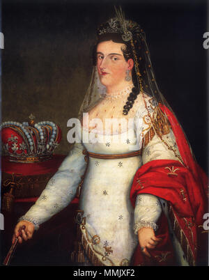 . Englisch: Portrait der Mexikanischen Kaiserin Ana María, Gefährtin von Agustín ich Español: Retrato de Medio Cuerpo de la Emperatriz Ana María, esposa de Agustín ich de México, Atribuido ein Josephus Arias Huerta. Portrait von Anna Maria Iturbide, Kaiserin von Mexiko. 1822. Emperatriz Ana Maria von Josephus Arias Huerta Stockfoto