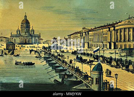 . Englisch: Blick auf w: blaue Brücke (Sankt Petersburg) und Petrovskaya Square. Farbige Gravur. . 1830. Karl Beggrov (1799-1875) Alternative Namen Deutsch: Karl Joachim Petrowitsch Beggrov???????:???? ?????? ???????? ??????? Beschreibung russische Maler Geburtsdatum / Tod 26. Februar 1799 (15. Februar 1799 im Julianischen Kalender) vom 24. Februar 1875 (12. Februar 1875 im Julianischen Kalender) Ort der Geburt / Todes Riga St. Petersburg Standort Sankt Petersburg Authority control: Q 4080455 VIAF:?? 500124366 26937200 ULAN: Isaakij Beggrov Vid na Stockfoto