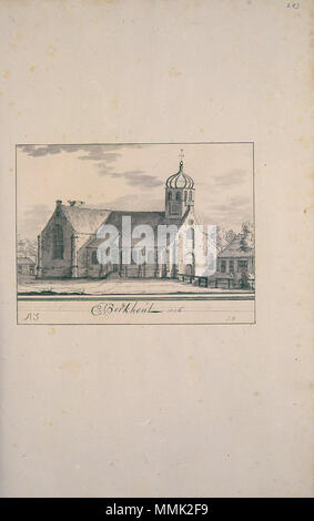 . Deutsch: Beschreibung de Afbeelding der Steden, Dörpen, Gehugten Adelijke en andere Gebouwen in Westfriesland, Waterland, Kennermerland, en Aankleve Van Dien, DUS-beschreven en bij een Versamelt, Mitsgaders, in Alphabetise Ordre Geschikt Tür Andries Schoemaker Atlas Schoemaker: Noord-Holland, Berkhout. zwischen 1710 und 1735. Atlas Schoemaker - WESTFRIESLAND - DEEL 1-144 - Noord-Holland, Berkhout Stockfoto