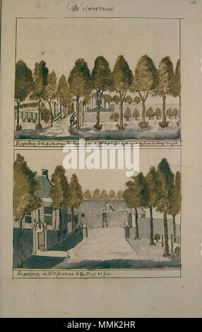 . Deutsch: Beschreibung de Afbeelding der Steden, Dörpen, Gehugten Adelijke en andere Gebouwen in Westfriesland, Waterland, Kennermerland, en Aankleve Van Dien, DUS-beschreven en bij een Versamelt, Mitsgaders, in Alphabetise Ordre Geschikt Tür Andries Schoemaker Atlas Schoemaker: Noord-Holland, Diemermeer. zwischen 1710 und 1735. Atlas Schoemaker - WESTFRIESLAND - DEEL 1-224 - Noord-Holland, Diemermeer Stockfoto