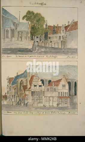 . Deutsch: Beschreibung de Afbeelding der Steden, Dörpen, Gehugten Adelijke en andere Gebouwen in Westfriesland, Waterland, Kennermerland, en Aankleve Van Dien, DUS-beschreven en bij een Versamelt, Mitsgaders, in Alphabetise Ordre Geschikt Tür Andries Schoemaker Atlas Schoemaker: Noord-Holland, Enkhuizen. zwischen 1710 und 1735. Atlas Schoemaker - WESTFRIESLAND - DEEL 2-289 - Noord-Holland, Enkhuizen Stockfoto