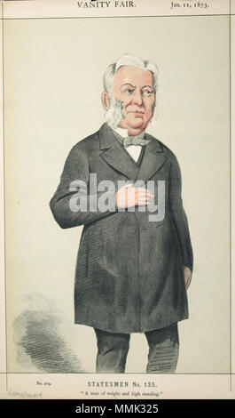 . Staatsmänner Nr. 135: Karikatur von Herrn Robert Wigram Crawford (1813-1889), liberaler MP für die Stadt London 1857-1874. Bildunterschrift lautet: "Ein Mann von Gewicht und hohes Ansehen". 11. Januar 1873. "Elfico' Melchiorre Delfico (1825-1895) Alternative Namen 'elfico' Beschreibung Italienischer Komponist und Karikaturist Geburtsdatum / Tod 28. März 1825 vom 22. Dezember 1895 Ort der Geburt / Todes Teramo Portsmouth Arbeitsort Neapel, London Authority control: Q 3854176 VIAF:?:? ISNI 89694792 0000 00006635470 X ULAN:? 500107233 LCCN:?n? 1019247975 2012011603 GND: WorldCat Robert Wigram Crawford Vanity Fair 1. Stockfoto