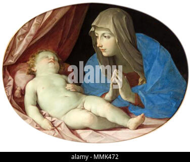 English: Maria, das Art anbetend. English: um 1640/1642. Guido Reni067 Stockfoto