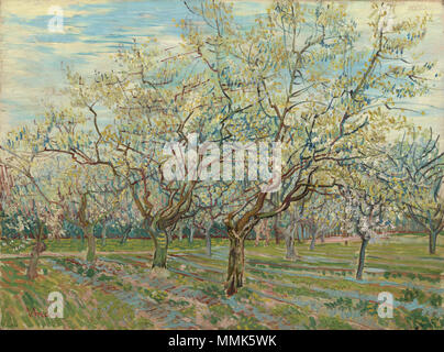 . Englisch: Gemälde von Vincent van Gogh, 1888 Nederlands: Schilderij van Vincent van Gogh, 1888 Englisch: Die weiße Orchard Nederlands: De Witte boomgaard. 1888. De Witte boomgaard - s 0024 V 1962 - Van Gogh Museum Stockfoto