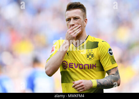 12. Mai 2018, Deutschland, Sinsheim: Fussball, Bundesliga, TSG 1899 Hoffenheim gegen Borussia Dortmund in der Rhein-Neckar-Arena. Dortmunder Marco Reus. Foto: Uwe Anspach/dpa - WICHTIGER HINWEIS: Aufgrund der Deutschen Fußball Liga (DFL) · s Akkreditierungsregeln, Veröffentlichung und Weiterverbreitung im Internet und in online Medien ist während des Spiels zu 15 Bildern pro Spiel beschränkt Stockfoto