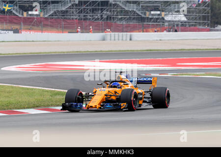 Barcelona, Spanien. 12. Mai 2018. McLaren Fahrer Fernando Alonso (14) von Spanien während des qualifizierenden Tag der GP von F1 feierte am Stromkreis des Barcelonacon 12. Mai 2018 in Barcelona, Spanien. (Credit: Mikel Trigueros/Urbanandsport/Cordon Drücken) Credit: CORDON PRESSE/Alamy leben Nachrichten Stockfoto