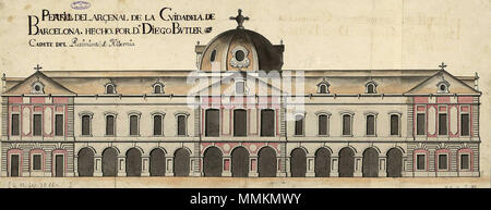 . Deutsch: das Arsenal der Festung von Ciutadella in Barcelona, im Jahr 1725. 24 Oktober 2013, 01:15:14. Regeln d'Espanya. Ministeri de Cultura 58 Arsenal Ciutadella Stockfoto
