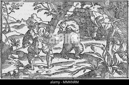 . Nederlands: Berenjacht. Uit: Libro de la Monteria, libro Tercero, fol. 42, verso. . 1582. Anonym (Grafiker) 77 Bear Hunt Stockfoto