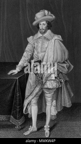 . Englisch: Henry Cary, 1st Viscount Falkland (c) 1575-1633 von Joseph Braun, nach George perfekte Harding, nachdem Paul van Somer, Gravieren, veröffentlicht 1847 14 1 stViscountFalkland Stockfoto