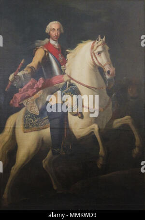 Equestrian portrait von Karl III. von Spanien (1716-1788). 18. Favray - König Karl III. von Spanien Stockfoto