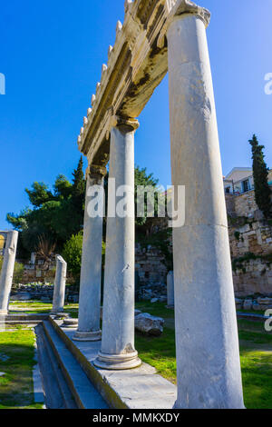 Römische Markt (Agora) in Athen, Griechenland. Nördlich der Akropolis und im Osten von der antiken Agora entfernt Stockfoto