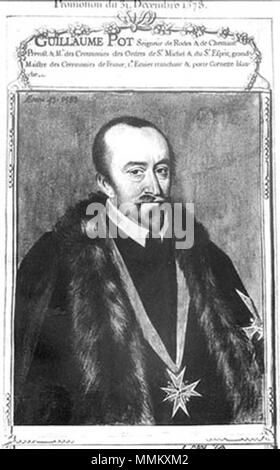 . Français: Guillaume I Pot de Rhodes. Grand maître des cérémonies, prévôt et Maître ds cérémonies de l'Ordre du Saint-Esprit. 18. Clairambault (18 ème siècle) Guillaume I Pot de Rhodes Stockfoto