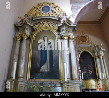 . Français: Elsass, Bas-Rhin, Église St Martin de Fessenheim-le-Bas (IA 67005527). Autel secondaire'Immaculée Conception" (XVIIIe): Dieses Objekt befindet sich in der Basis Palissy, Datenbank der Französische Möbel Erbe des französischen Kulturministeriums indiziert, unter der Referenz IM 67009483. Brezhoneg | Deutsch | English | Español | English | Deutsch | Français | Magyar | Italiano | Plattdüütsch | Português | +/- Tableau (Michel OSTER, huile sur toile, 95 cm de Haut, 1854): Dieses Objekt befindet sich in der Basis Palissy, Datenbank der Französische Möbel Erbe des französischen Kulturministeriums indiziert, und Stockfoto