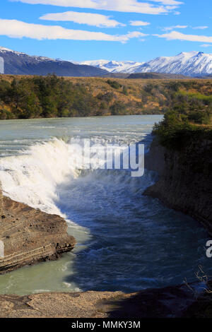 Cascada Paine, Rio Paine Nationalpark Torres del Paine, Patagonien Stockfoto